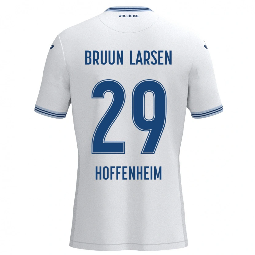 Danxen Niño Camiseta Jacob Bruun Larsen #29 Blanco Azul 2ª Equipación 2024/25 La Camisa