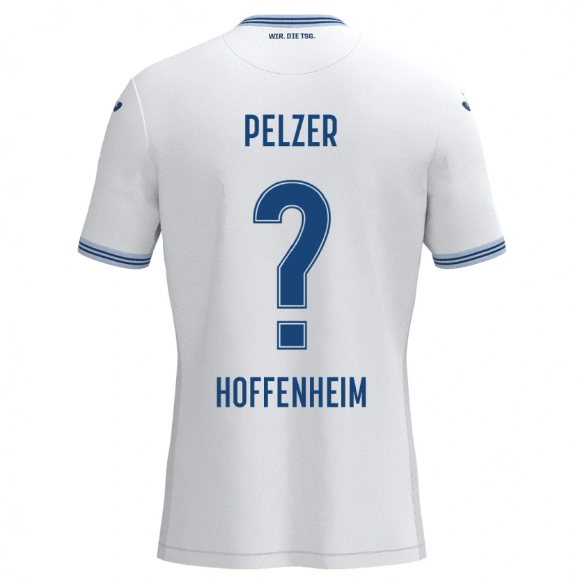 Danxen Niño Camiseta Gianluca Pelzer #0 Blanco Azul 2ª Equipación 2024/25 La Camisa