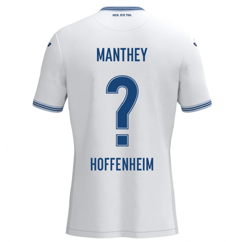 Danxen Niño Camiseta Kevin Manthey #0 Blanco Azul 2ª Equipación 2024/25 La Camisa