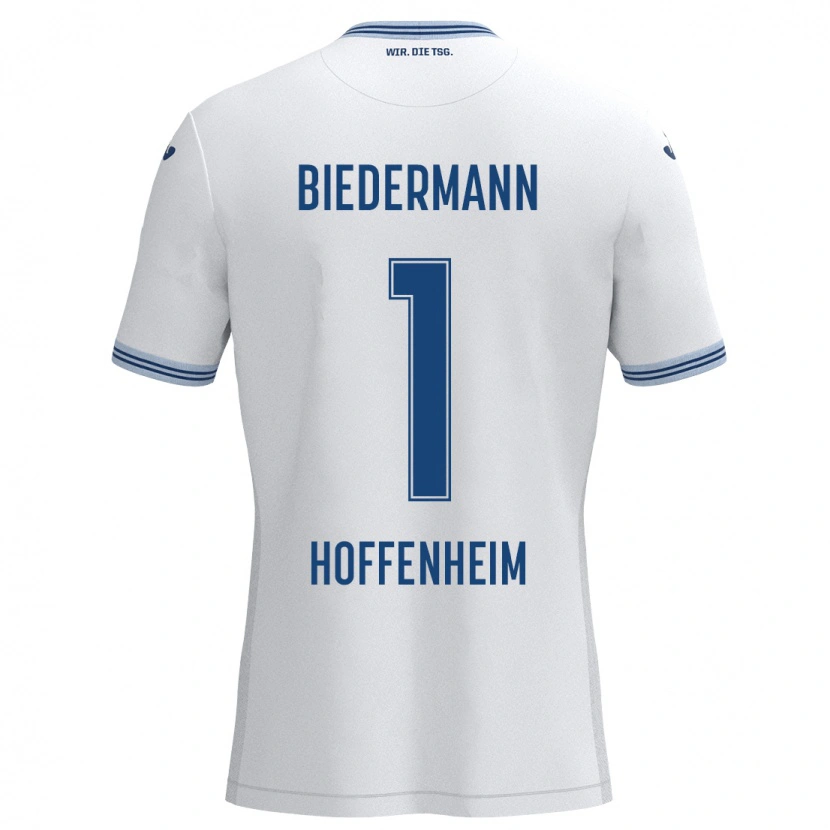 Danxen Niño Camiseta Nico Biedermann #1 Blanco Azul 2ª Equipación 2024/25 La Camisa