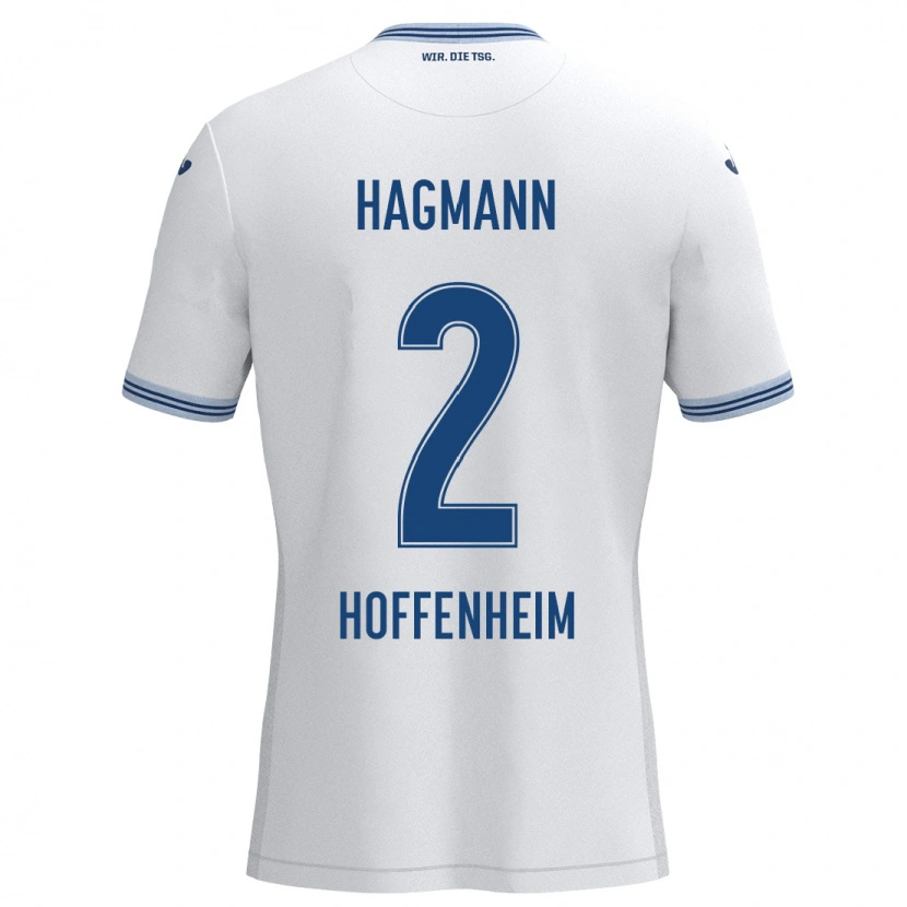 Danxen Niño Camiseta Felix Hagmann #2 Blanco Azul 2ª Equipación 2024/25 La Camisa