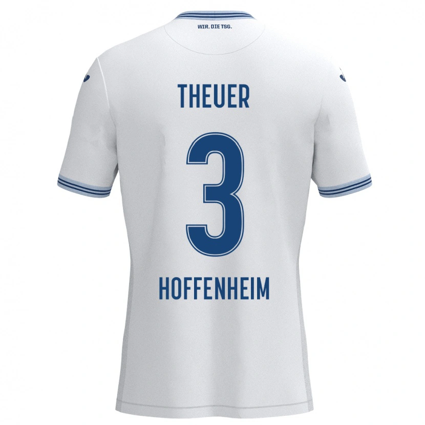 Danxen Niño Camiseta Maximilian Theuer #3 Blanco Azul 2ª Equipación 2024/25 La Camisa