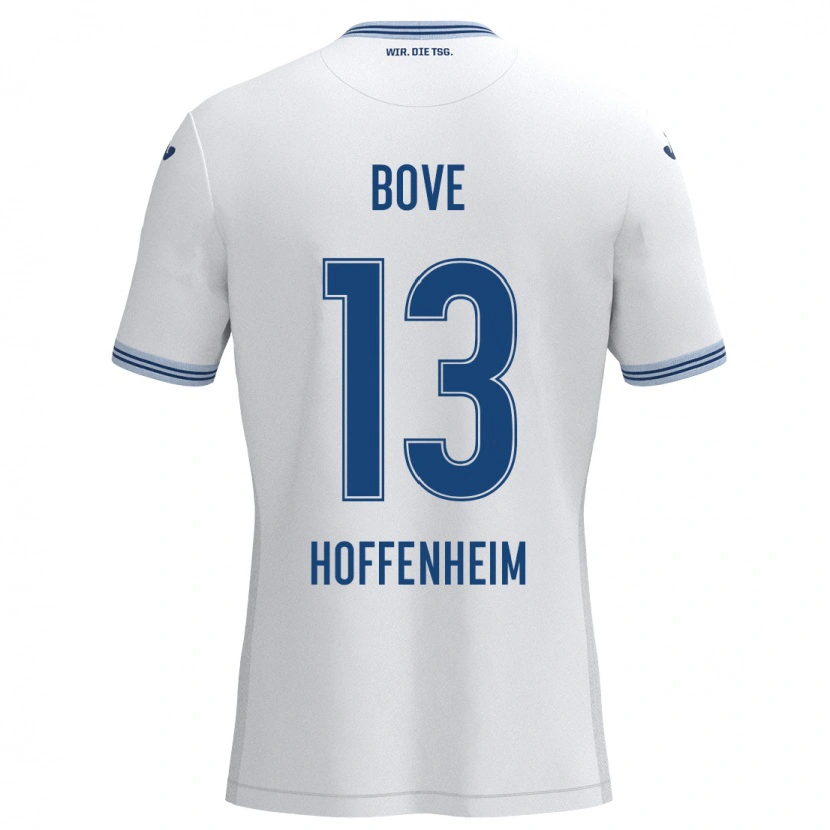 Danxen Niño Camiseta Nevio Bove #13 Blanco Azul 2ª Equipación 2024/25 La Camisa