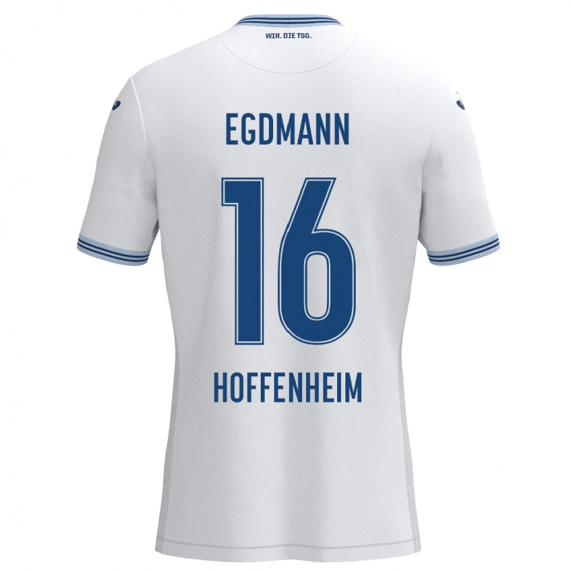 Danxen Niño Camiseta Mika Egdmann #16 Blanco Azul 2ª Equipación 2024/25 La Camisa