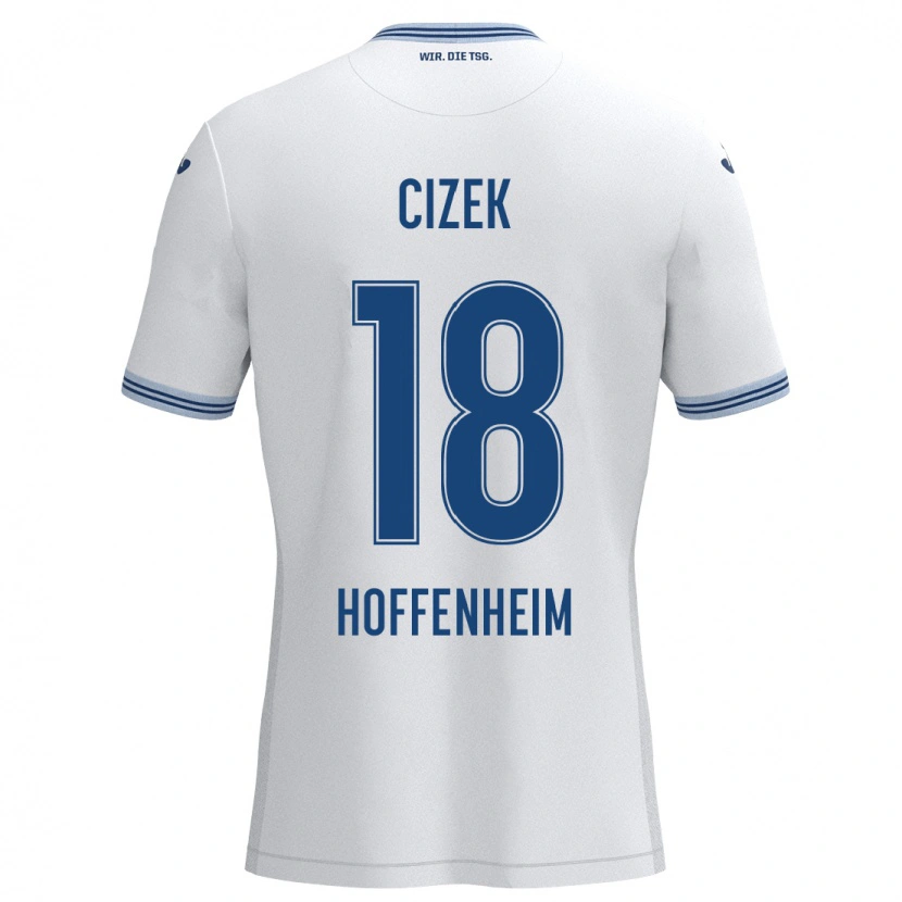 Danxen Niño Camiseta Krystof Cizek #18 Blanco Azul 2ª Equipación 2024/25 La Camisa