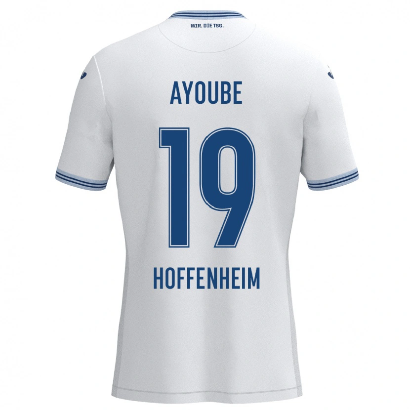 Danxen Niño Camiseta Ayoube Amaimouni-Echghouyab #19 Blanco Azul 2ª Equipación 2024/25 La Camisa