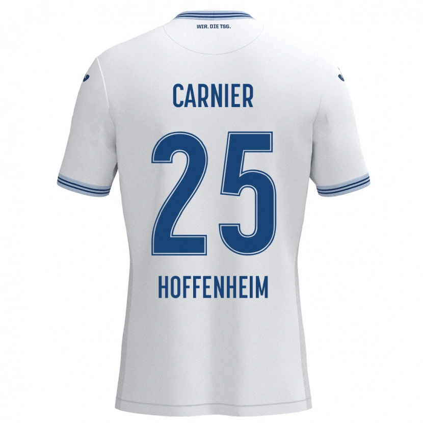 Danxen Niño Camiseta Alekseï Carnier #25 Blanco Azul 2ª Equipación 2024/25 La Camisa