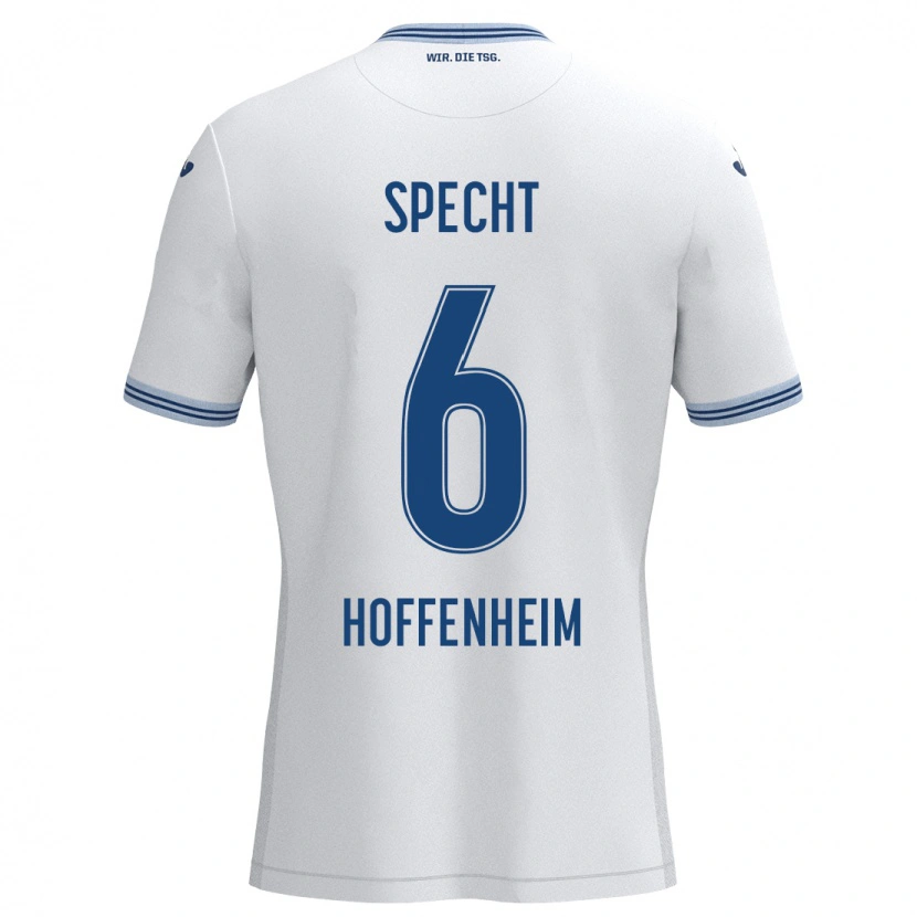 Danxen Niño Camiseta Michaela Specht #6 Blanco Azul 2ª Equipación 2024/25 La Camisa