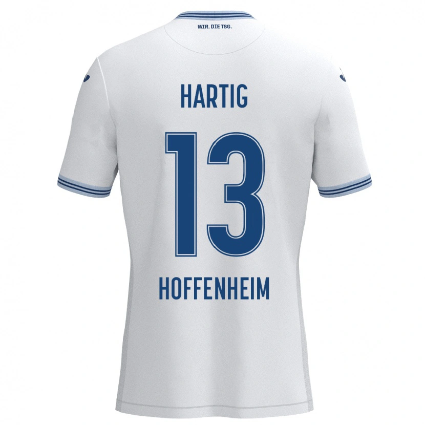 Danxen Niño Camiseta Isabella Hartig #13 Blanco Azul 2ª Equipación 2024/25 La Camisa