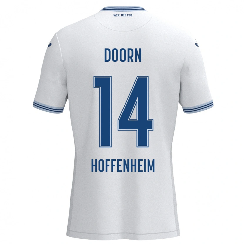 Danxen Niño Camiseta Lisa Doorn #14 Blanco Azul 2ª Equipación 2024/25 La Camisa