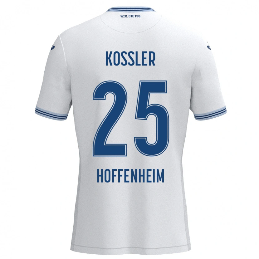 Danxen Niño Camiseta Melissa Kössler #25 Blanco Azul 2ª Equipación 2024/25 La Camisa