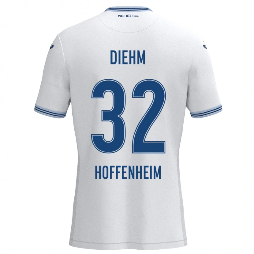 Danxen Niño Camiseta Vanessa Diehm #32 Blanco Azul 2ª Equipación 2024/25 La Camisa