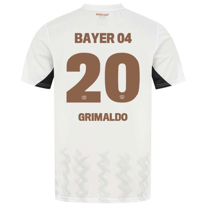 Danxen Niño Camiseta Alejandro Grimaldo #20 Blanco Negro 2ª Equipación 2024/25 La Camisa