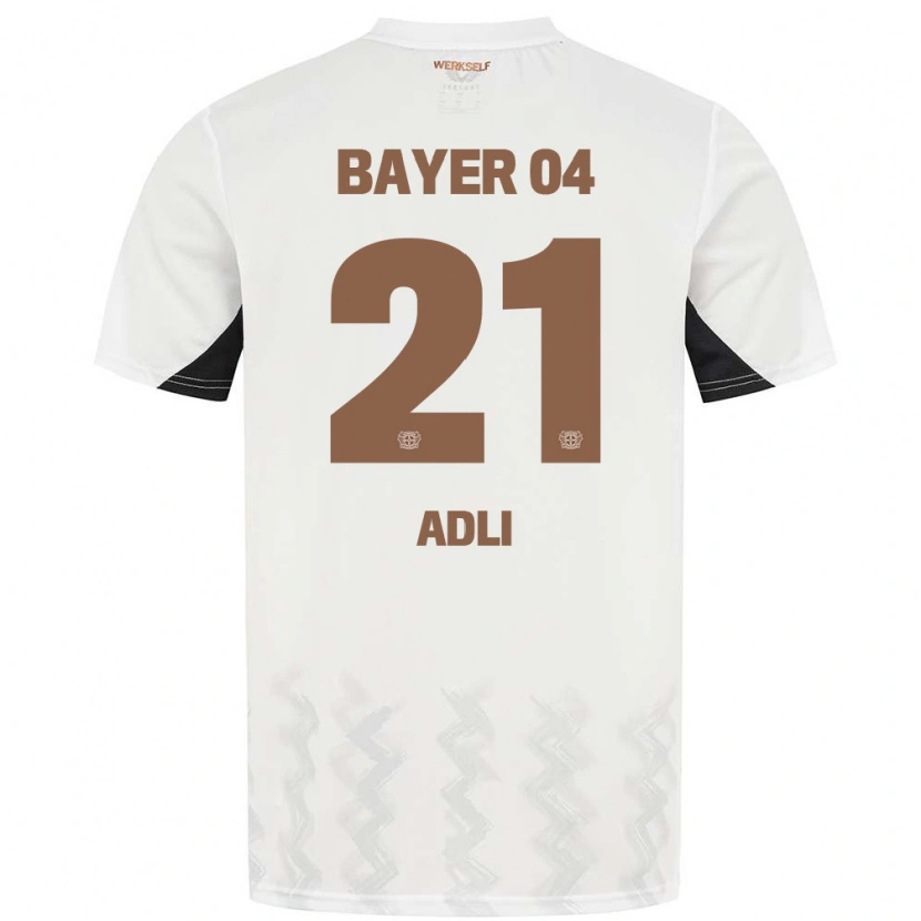 Danxen Niño Camiseta Amine Adli #21 Blanco Negro 2ª Equipación 2024/25 La Camisa