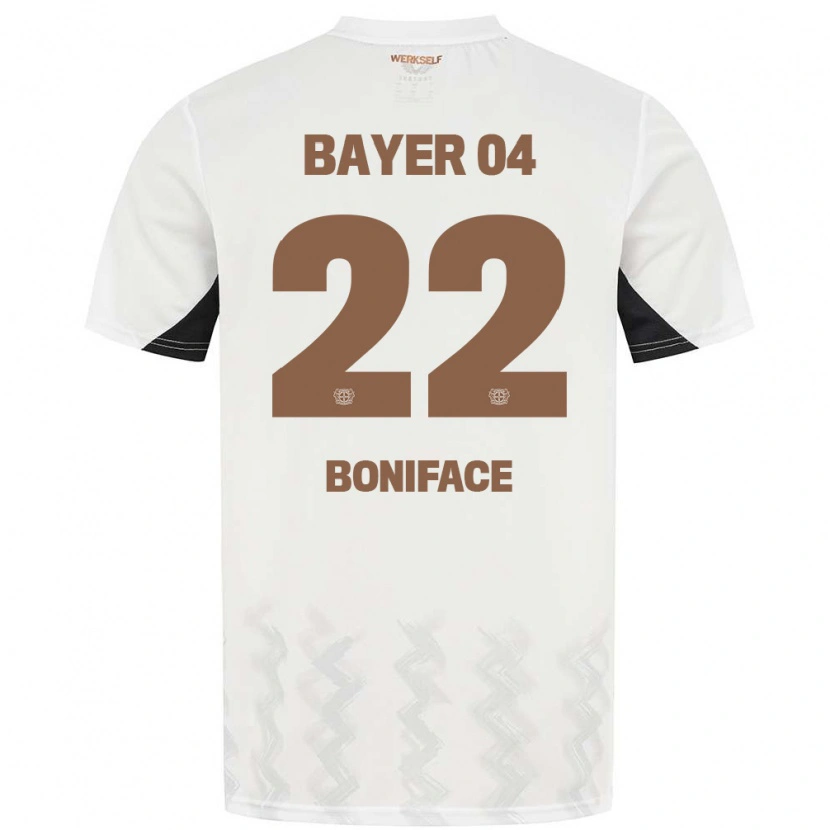 Danxen Niño Camiseta Victor Boniface #22 Blanco Negro 2ª Equipación 2024/25 La Camisa