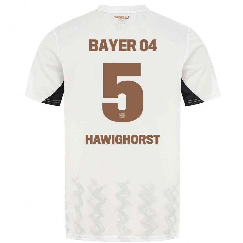 Danxen Niño Camiseta Ben Hawighorst #5 Blanco Negro 2ª Equipación 2024/25 La Camisa