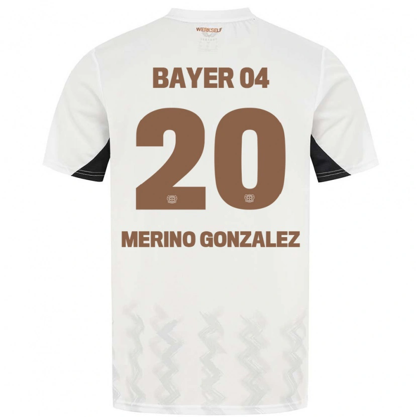 Danxen Niño Camiseta Estrella Merino Gonzalez #20 Blanco Negro 2ª Equipación 2024/25 La Camisa