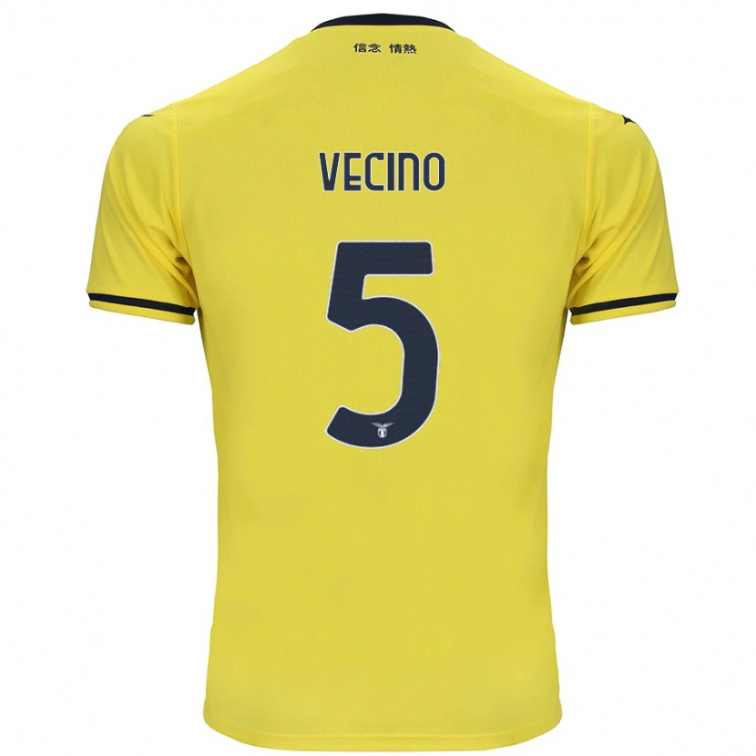 Danxen Niño Camiseta Matías Vecino #5 Amarillo 2ª Equipación 2024/25 La Camisa