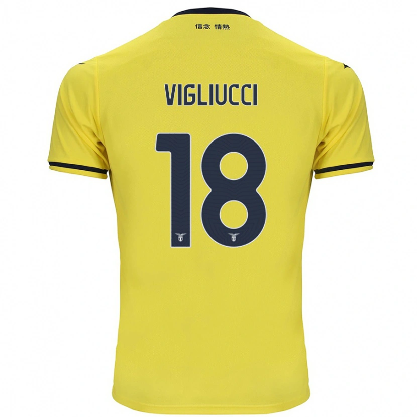 Danxen Niño Camiseta Chiara Vigliucci #18 Amarillo 2ª Equipación 2024/25 La Camisa