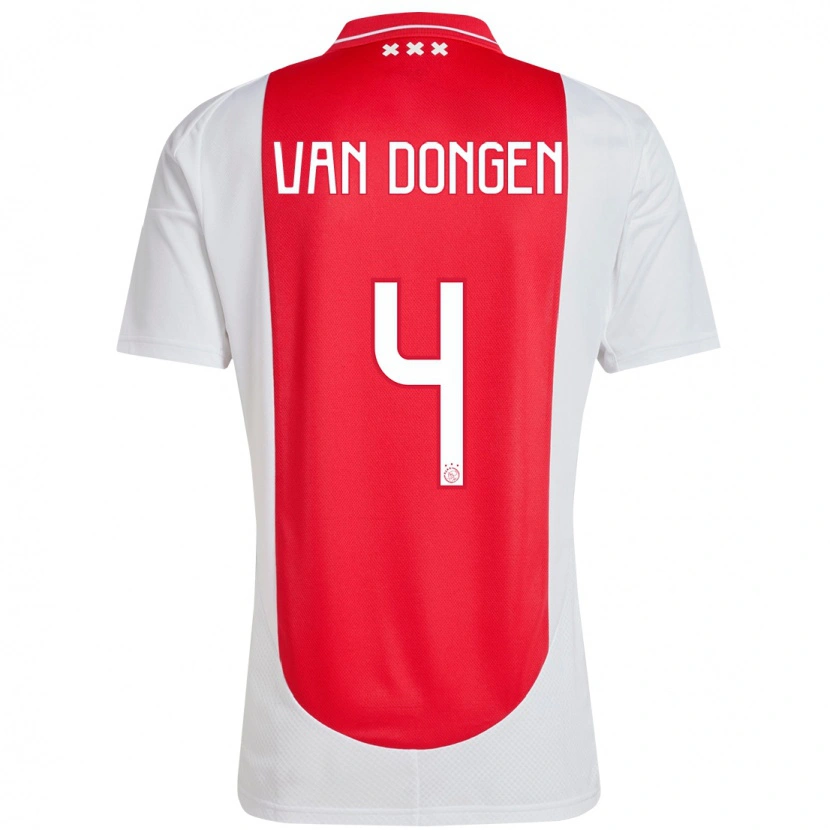 Danxen Hombre Camiseta Bram Van Dongen #4 Rojo Blanco 1ª Equipación 2024/25 La Camisa