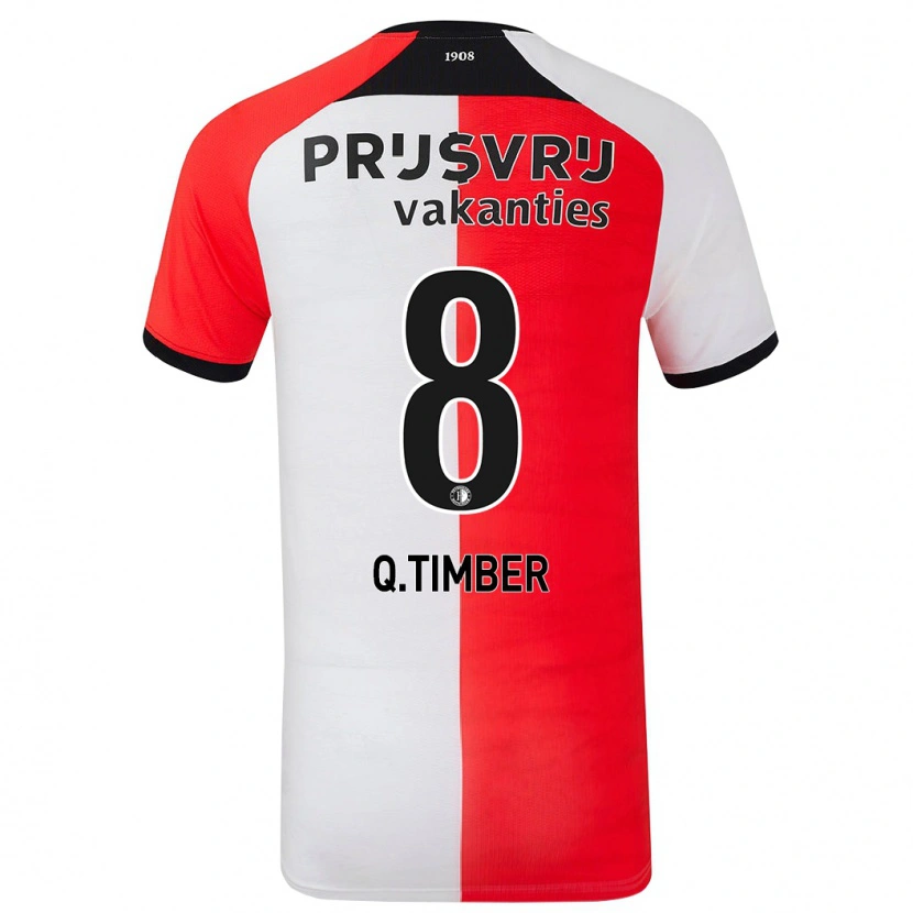 Danxen Hombre Camiseta Quinten Timber #8 Rojo Blanco 1ª Equipación 2024/25 La Camisa