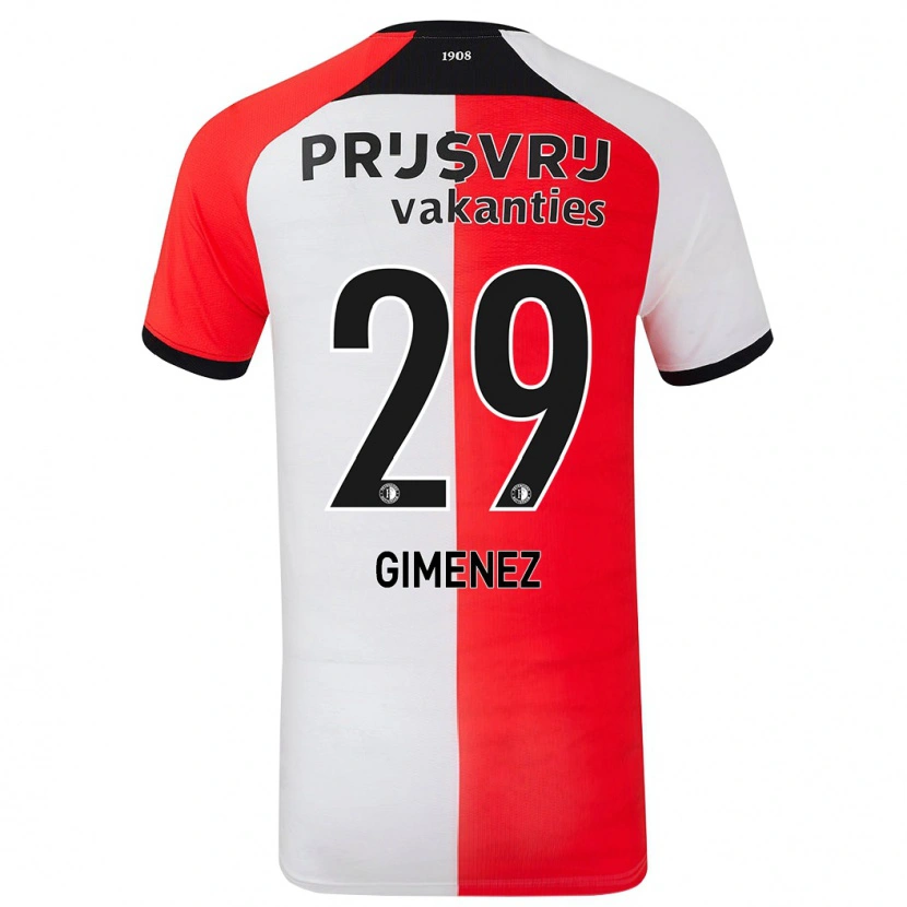 Danxen Hombre Camiseta Santiago Gimenez #29 Rojo Blanco 1ª Equipación 2024/25 La Camisa