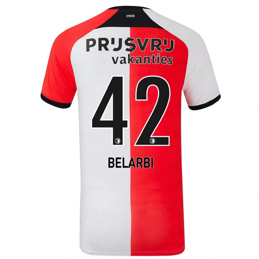 Danxen Hombre Camiseta Abdel Belarbi #42 Rojo Blanco 1ª Equipación 2024/25 La Camisa