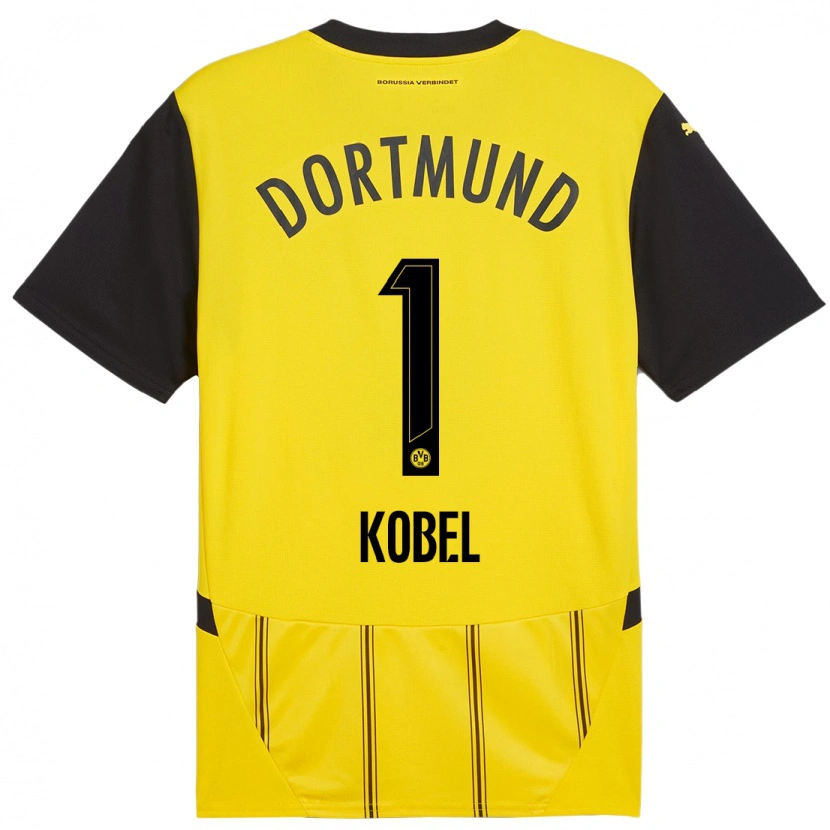 Danxen Hombre Camiseta Gregor Kobel #1 Amarillo Negro 1ª Equipación 2024/25 La Camisa