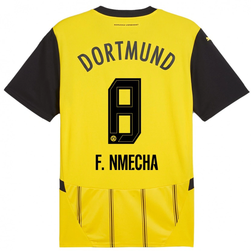 Danxen Hombre Camiseta Felix Nmecha #8 Amarillo Negro 1ª Equipación 2024/25 La Camisa