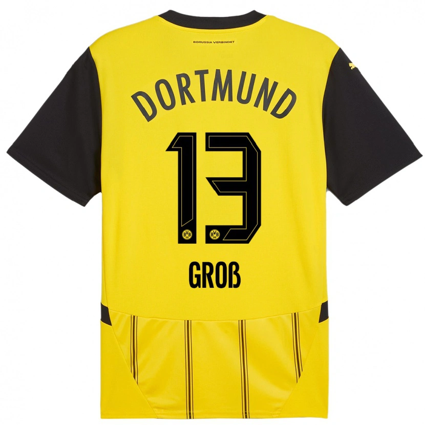 Danxen Hombre Camiseta Pascal Groß #13 Amarillo Negro 1ª Equipación 2024/25 La Camisa