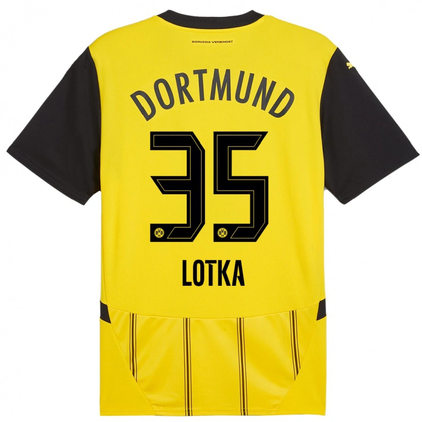 Danxen Hombre Camiseta Marcel Lotka #35 Amarillo Negro 1ª Equipación 2024/25 La Camisa