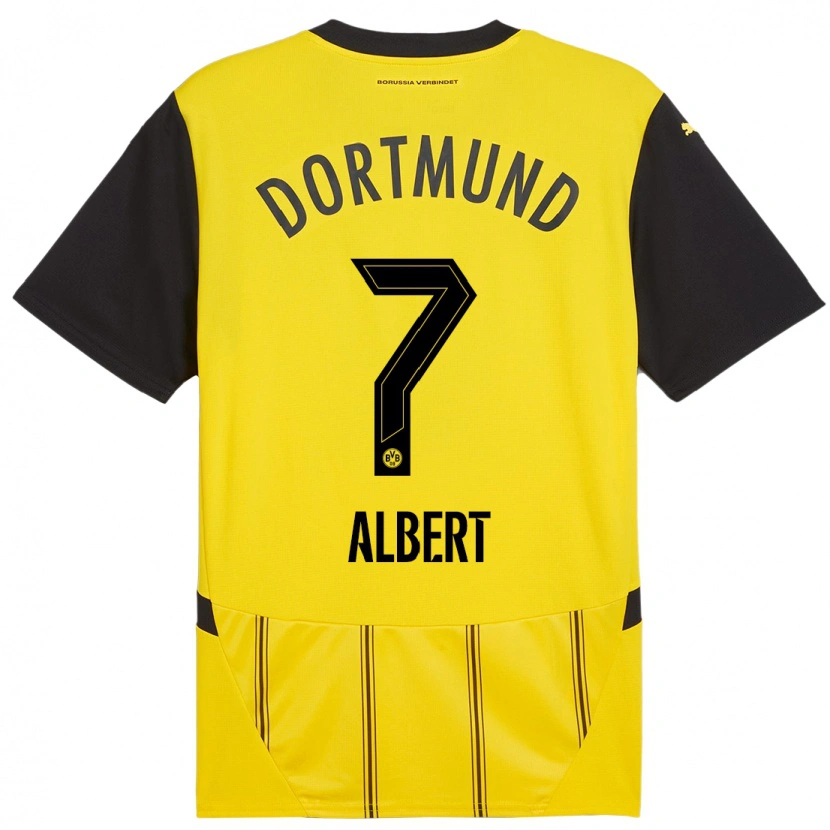 Danxen Hombre Camiseta Mathis Albert #7 Amarillo Negro 1ª Equipación 2024/25 La Camisa