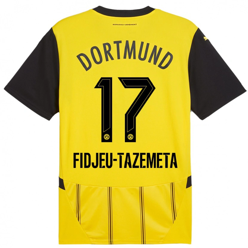 Danxen Hombre Camiseta Thierry Fidjeu-Tazemeta #17 Amarillo Negro 1ª Equipación 2024/25 La Camisa