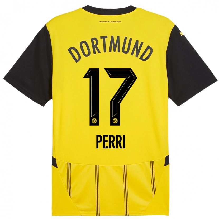 Danxen Hombre Camiseta Luca Perri #17 Amarillo Negro 1ª Equipación 2024/25 La Camisa