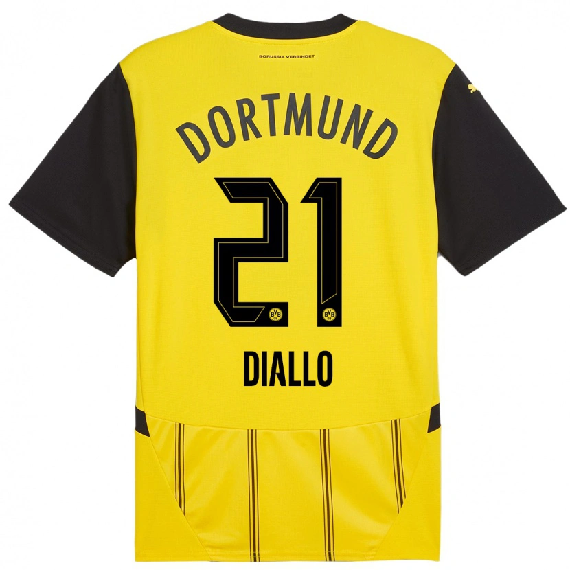 Danxen Hombre Camiseta Ousmane Diallo #21 Amarillo Negro 1ª Equipación 2024/25 La Camisa