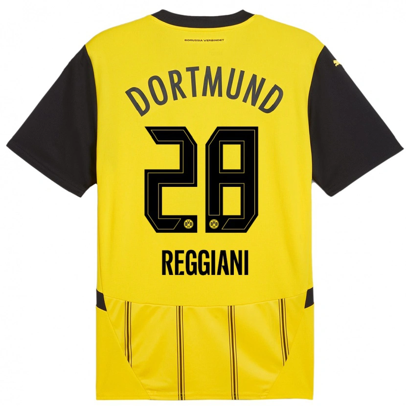 Danxen Hombre Camiseta Luca Reggiani #28 Amarillo Negro 1ª Equipación 2024/25 La Camisa