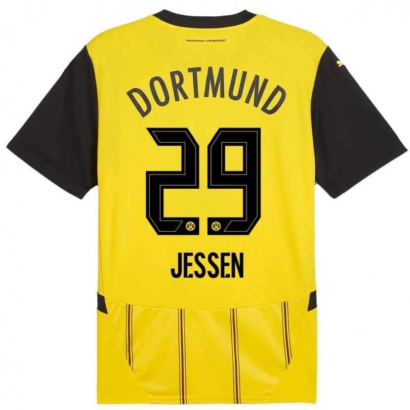 Danxen Hombre Camiseta Niklas Jessen #29 Amarillo Negro 1ª Equipación 2024/25 La Camisa