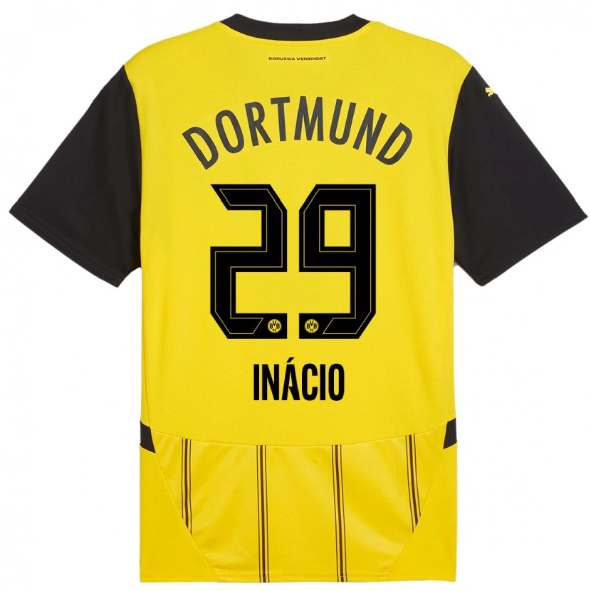 Danxen Hombre Camiseta Samuele Inácio #29 Amarillo Negro 1ª Equipación 2024/25 La Camisa