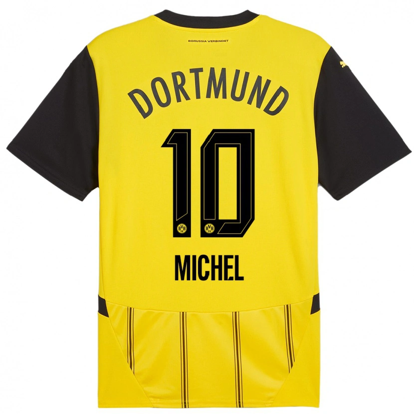 Danxen Hombre Camiseta Falko Michel #10 Amarillo Negro 1ª Equipación 2024/25 La Camisa