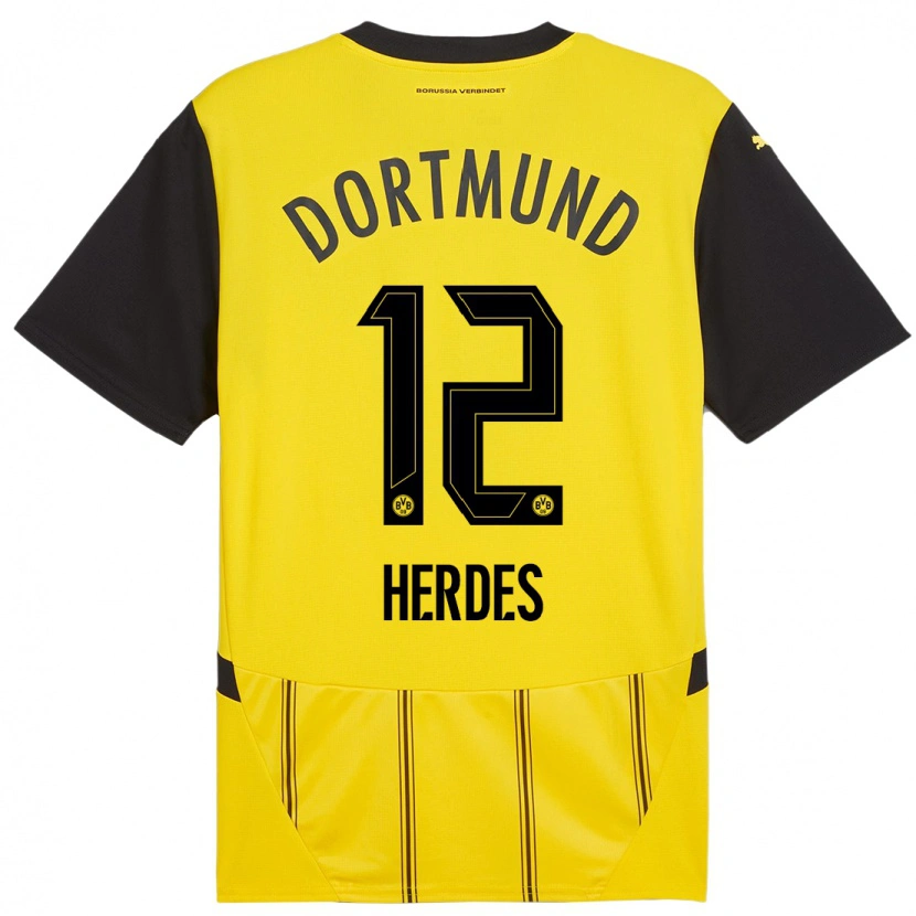 Danxen Hombre Camiseta Leon Herdes #12 Amarillo Negro 1ª Equipación 2024/25 La Camisa