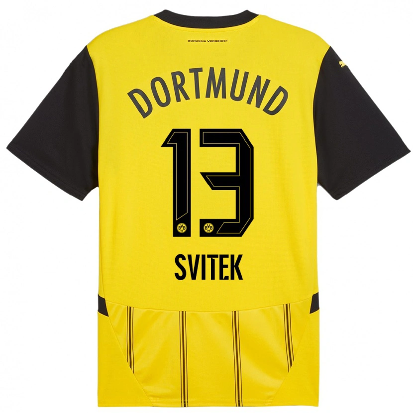 Danxen Hombre Camiseta Leon Svitek #13 Amarillo Negro 1ª Equipación 2024/25 La Camisa