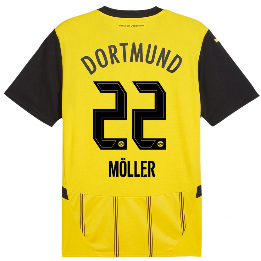 Danxen Hombre Camiseta Paul Möller #22 Amarillo Negro 1ª Equipación 2024/25 La Camisa