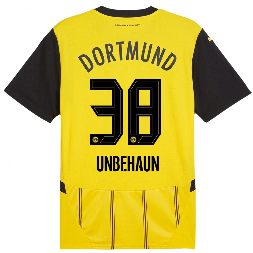 Danxen Hombre Camiseta Luca Unbehaun #38 Amarillo Negro 1ª Equipación 2024/25 La Camisa