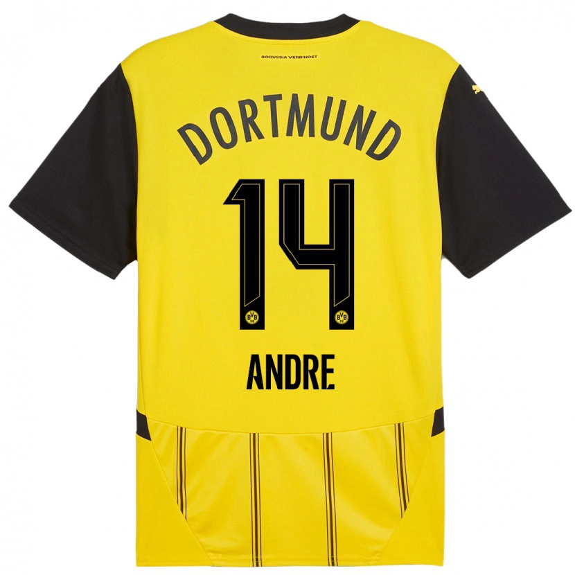 Danxen Hombre Camiseta Fuhr Andre #14 Amarillo Negro 1ª Equipación 2024/25 La Camisa