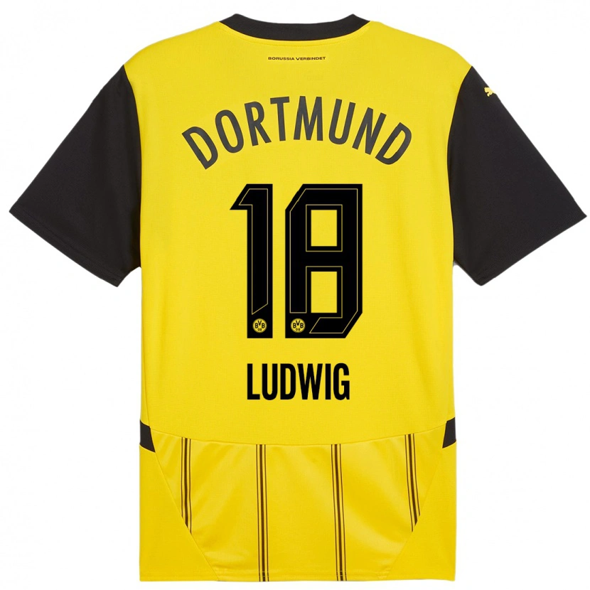 Danxen Hombre Camiseta Michel Ludwig #18 Amarillo Negro 1ª Equipación 2024/25 La Camisa