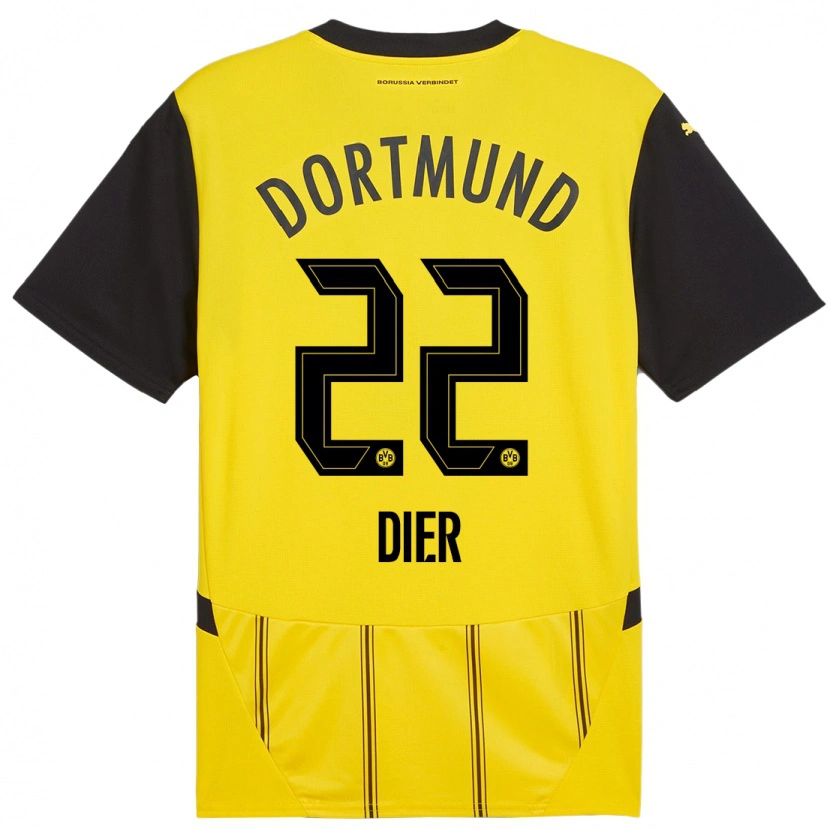 Danxen Hombre Camiseta Henrik Dier #22 Amarillo Negro 1ª Equipación 2024/25 La Camisa