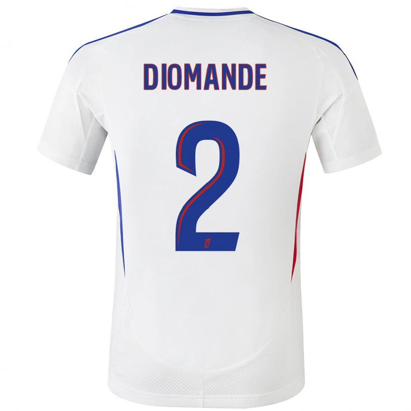 Danxen Hombre Camiseta Sinaly Diomandé #2 Blanco Azul 1ª Equipación 2024/25 La Camisa