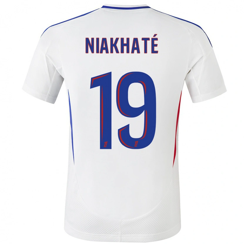 Danxen Hombre Camiseta Moussa Niakhaté #19 Blanco Azul 1ª Equipación 2024/25 La Camisa