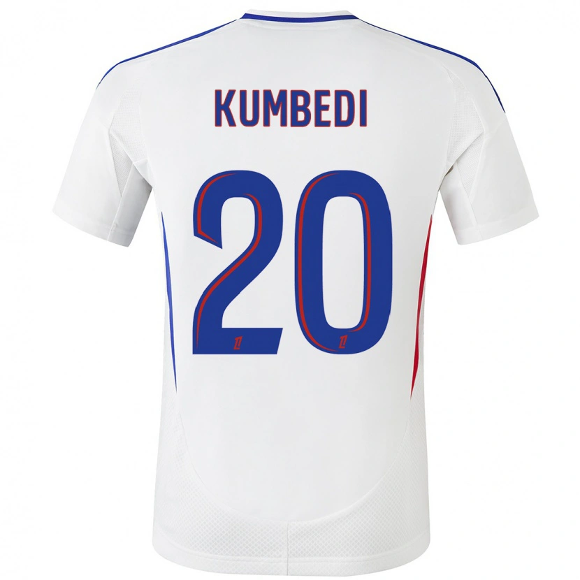 Danxen Hombre Camiseta Saël Kumbedi #20 Blanco Azul 1ª Equipación 2024/25 La Camisa