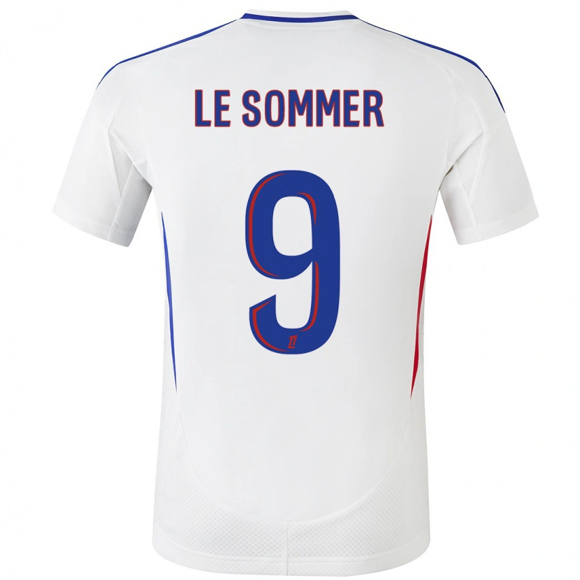 Danxen Hombre Camiseta Eugénie Le Sommer #9 Blanco Azul 1ª Equipación 2024/25 La Camisa